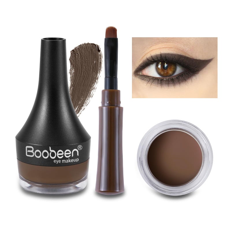 Boobeen Eyeliner Waterproof Gel Eyeliner Smudgeproof Eye Liner Gel Makeup High Pigment Eye Makeup Set Easy to Apply Longlasting For All Day Dark Brown